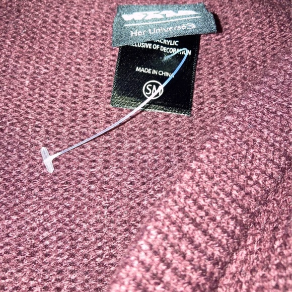 Her Universe Burgundy Cardigan with Pink Embroidery - Picture 4 of 6